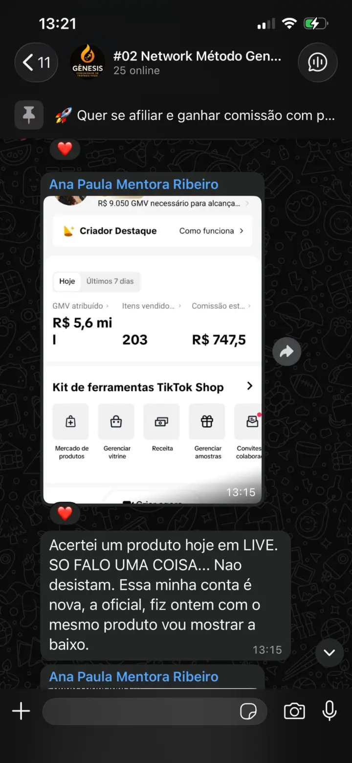 Resultado compartilhado por Ana Paula no WhatsApp