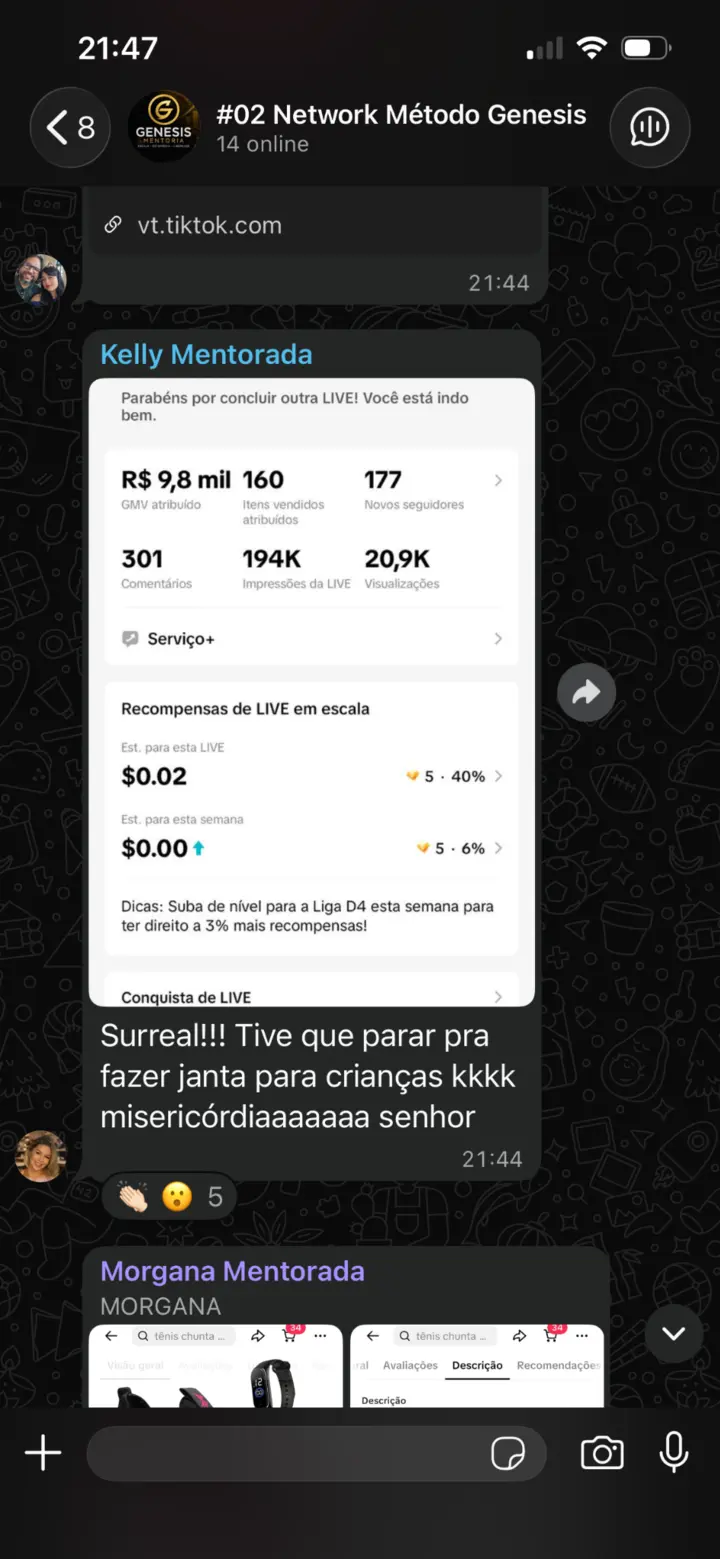 Resultado compartilhado por Kelly no WhatsApp