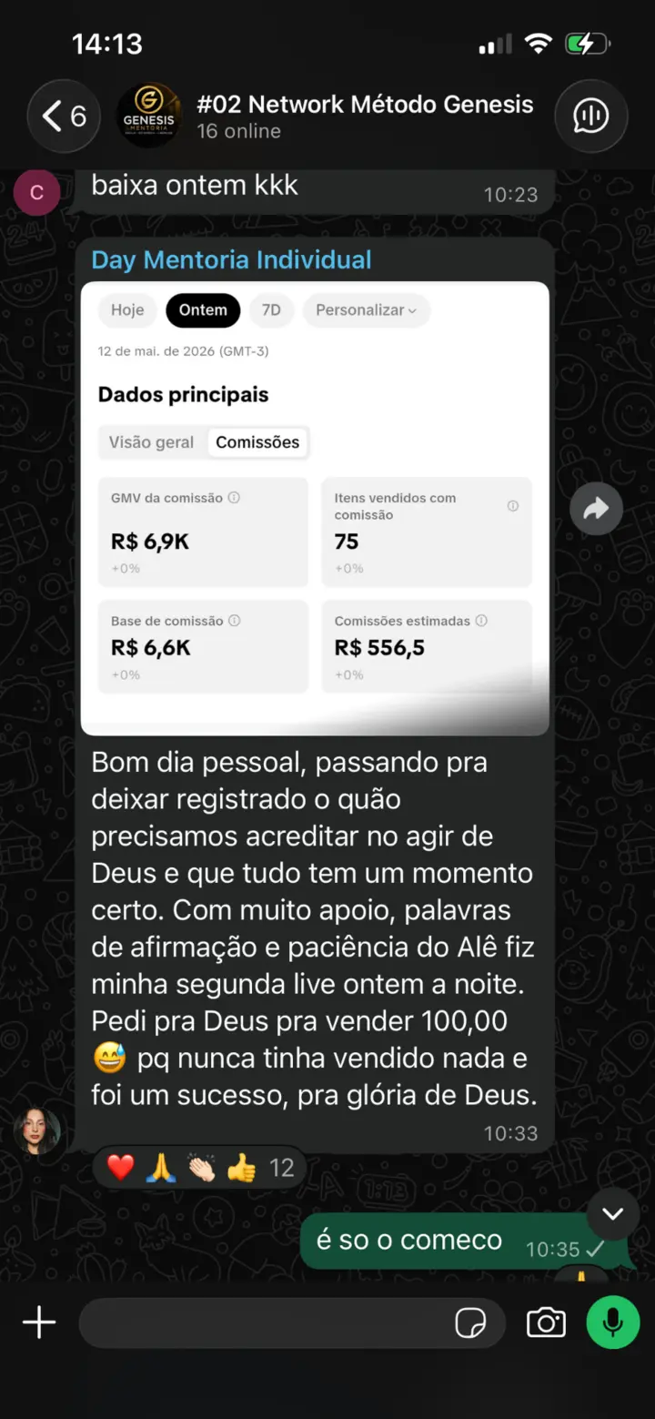 Resultado compartilhado após a segunda live